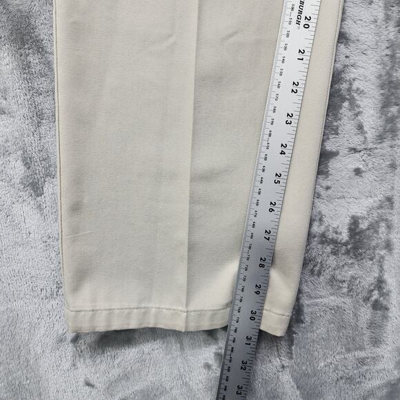 Vintage Eddie Bauer Pants Womens 14 Tan Khaki Comfort Waist High Rise Tapered - Picture 14 of 16